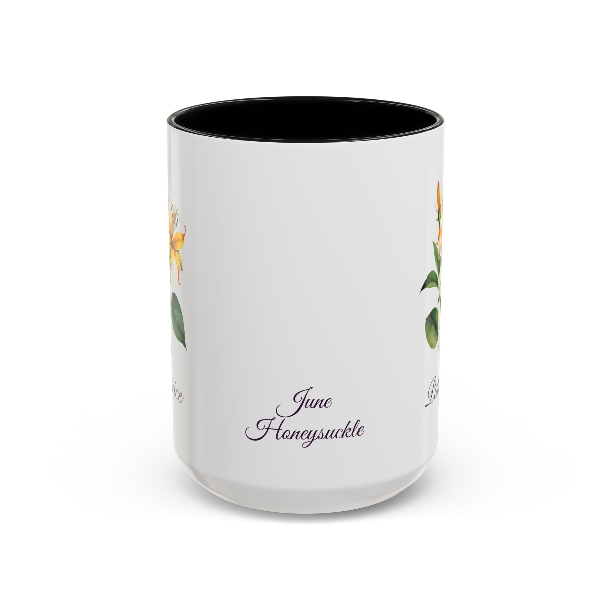 Personalized June Birth Flower Accent Coffee Mug - Available in 11oz and 15oz Sizes