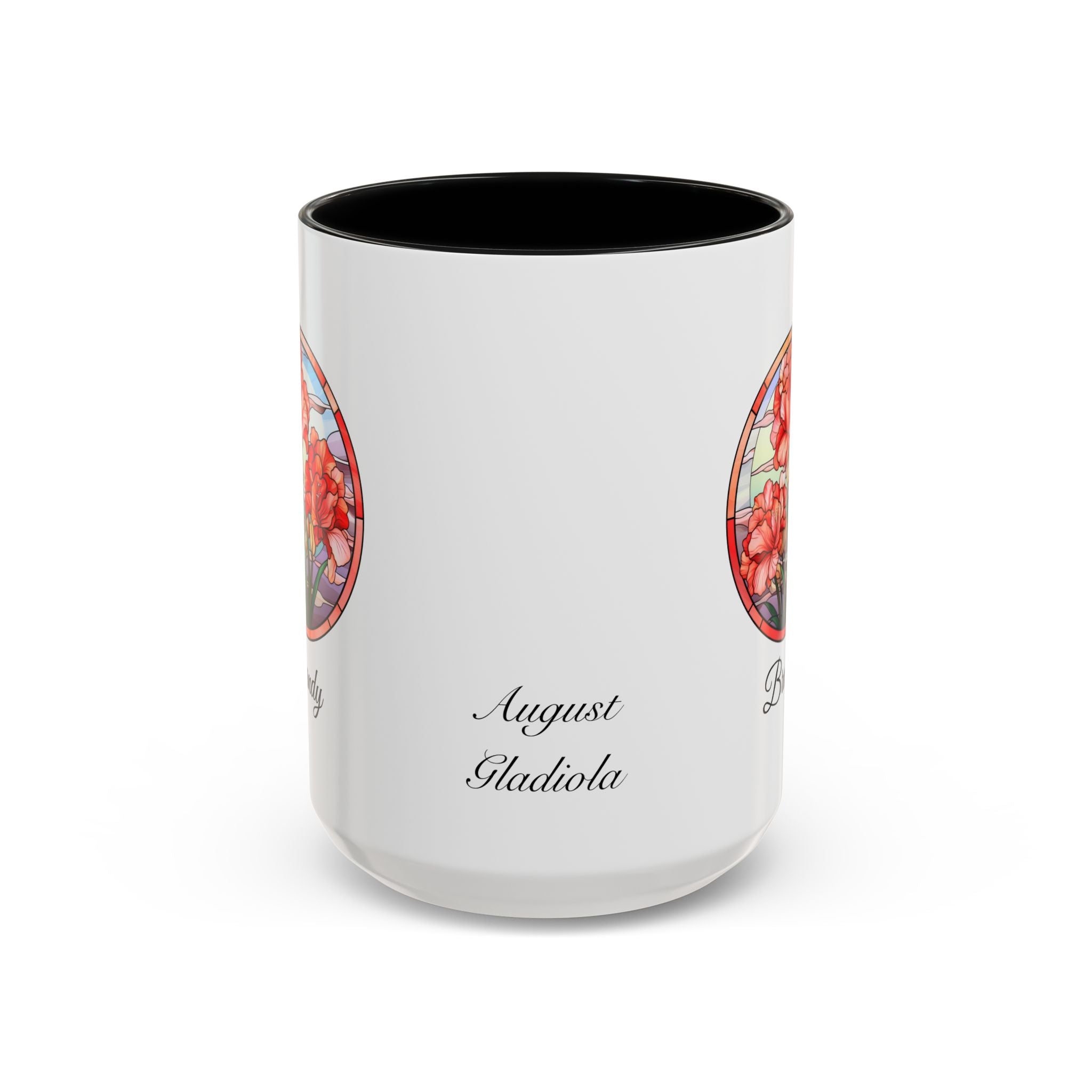Personalized August Birth Flower Accent Coffee Mug - Available in 11oz and 15oz Sizes