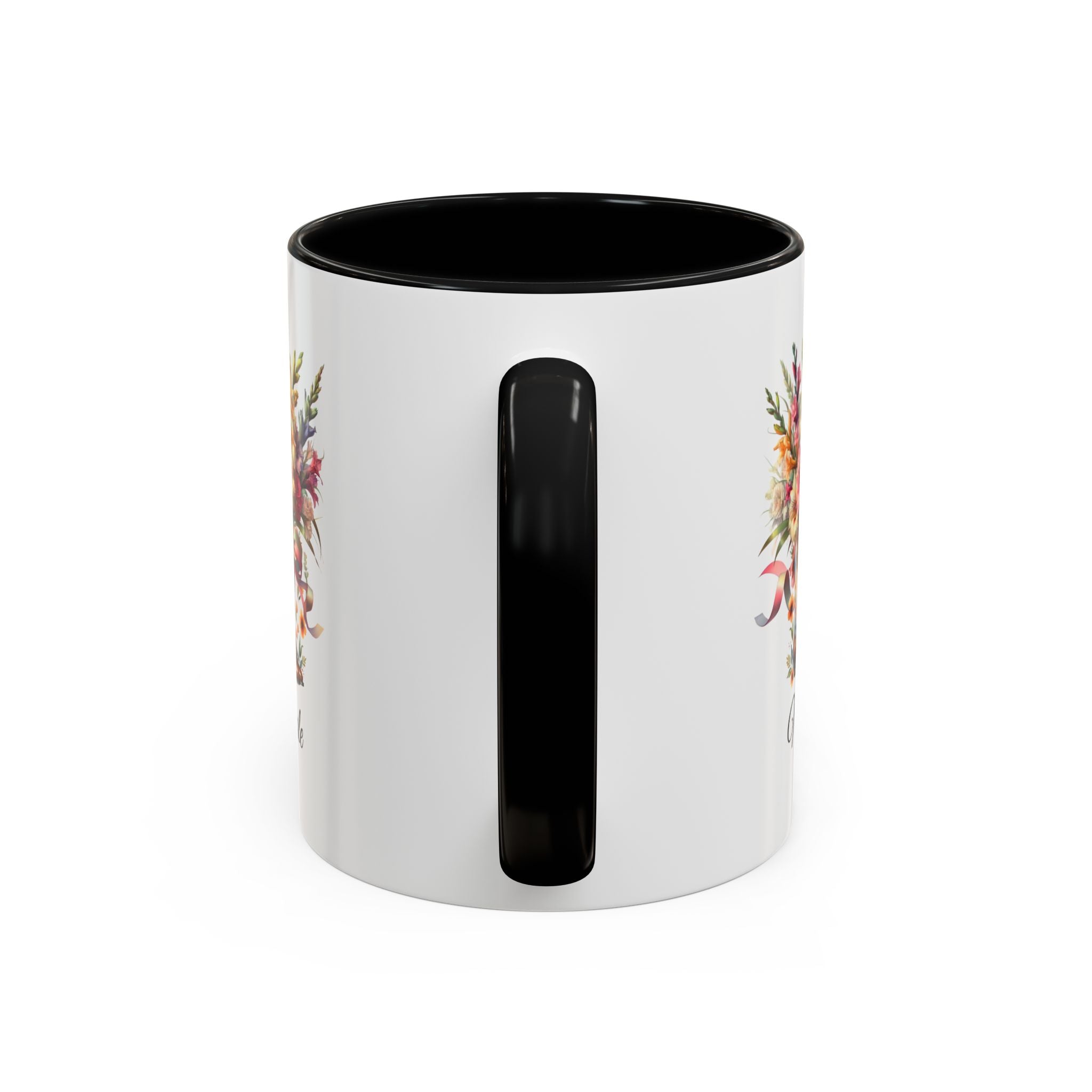 Personalized August Birth Flower Accent Coffee Mug - Available in 11oz and 15oz Sizes