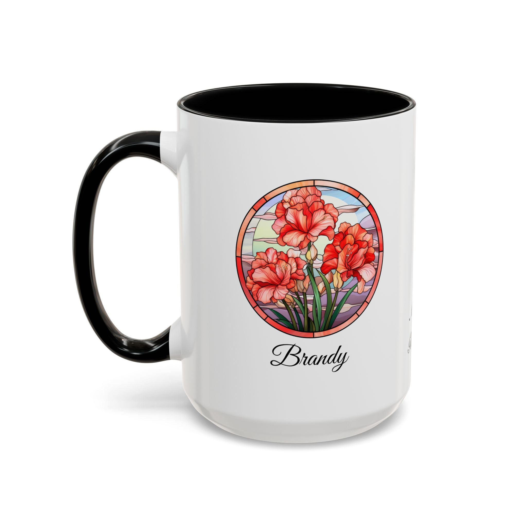 Personalized August Birth Flower Accent Coffee Mug - Available in 11oz and 15oz Sizes
