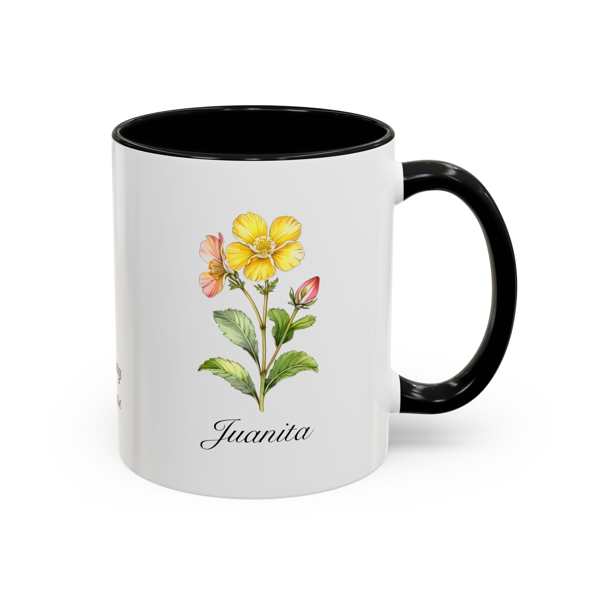 Personalized February Birth Flower Accent Coffee Mug - Available in 11oz and 15oz Sizes