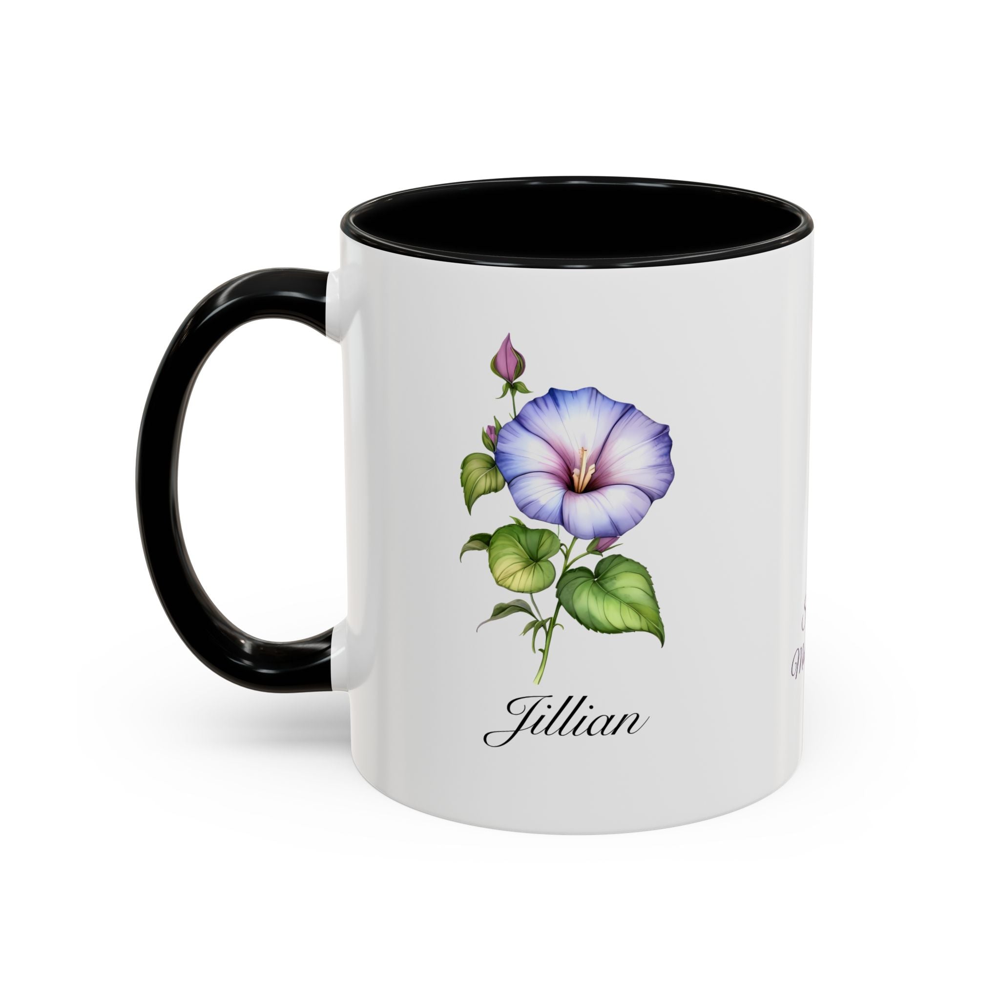 Personalized September Birth Flower Accent Coffee Mug - Available in 11oz and 15oz Sizes