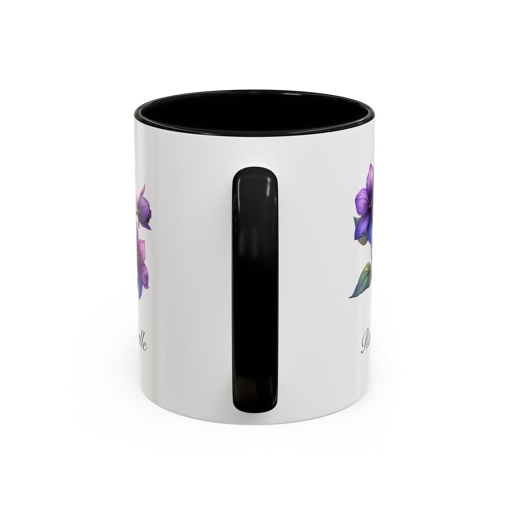Personalized February Birth Flower Accent Coffee Mug - Available in 11oz and 15oz Sizes