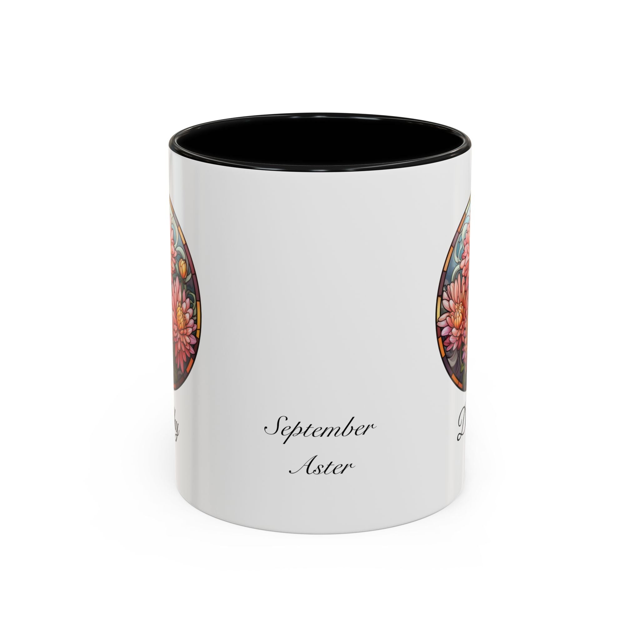 Personalized September Birth Flower Accent Coffee Mug - Available in 11oz and 15oz Sizes