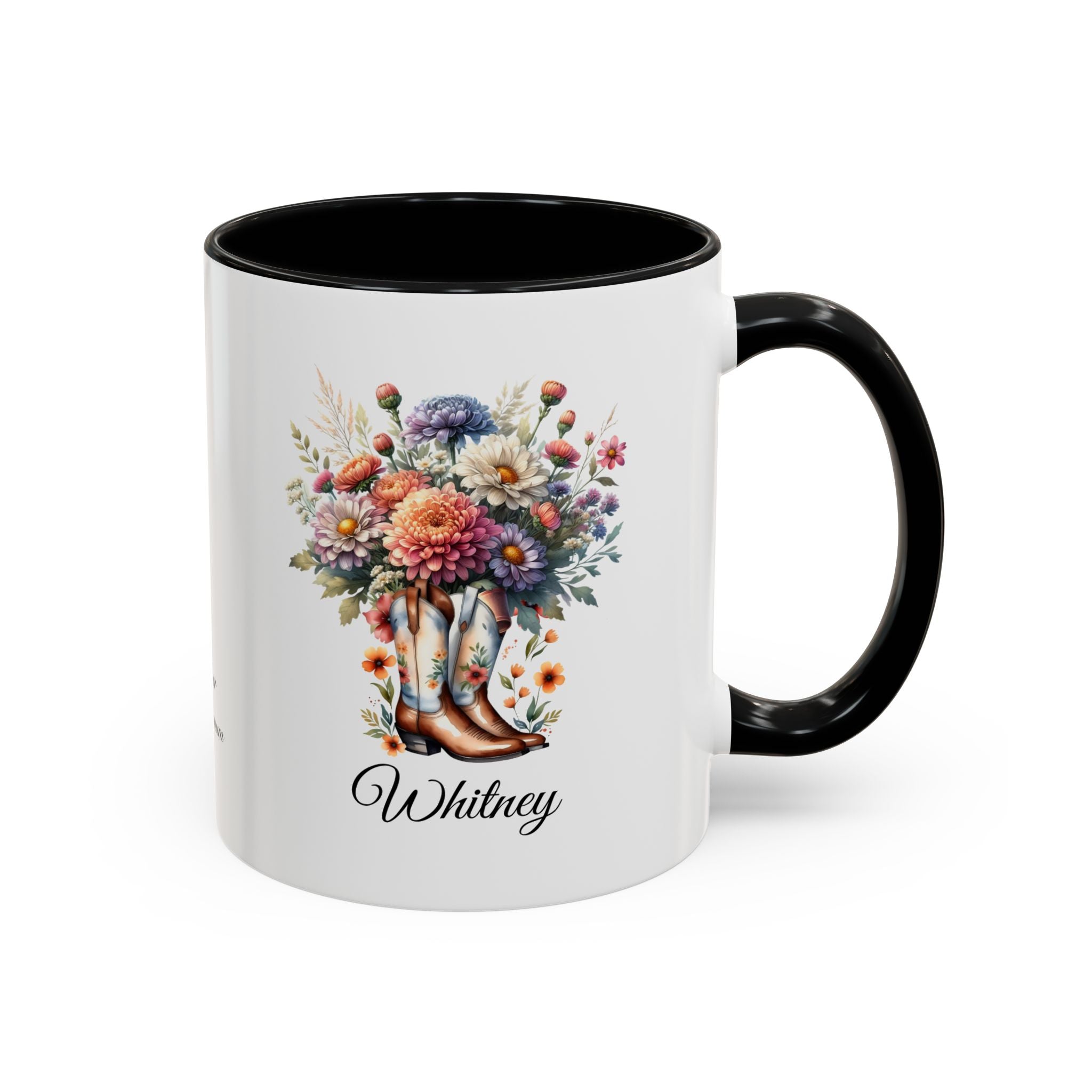 Personalized November Birth Flower Accent Coffee Mug - Available in 11oz and 15oz Sizes