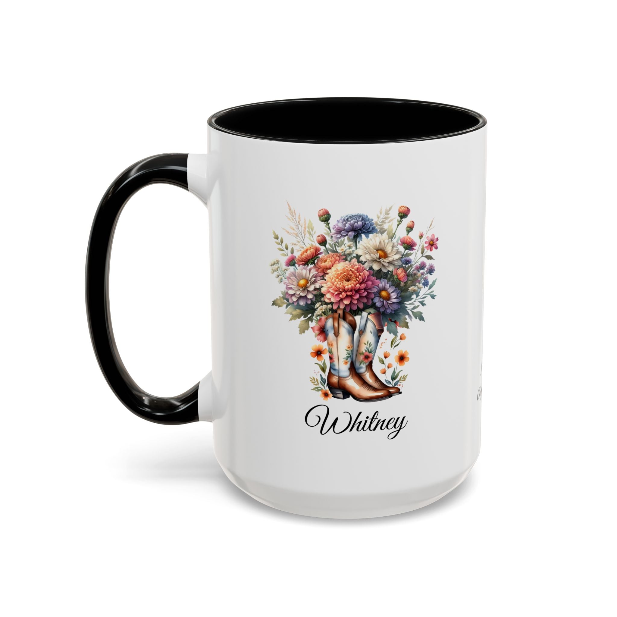Personalized November Birth Flower Accent Coffee Mug - Available in 11oz and 15oz Sizes