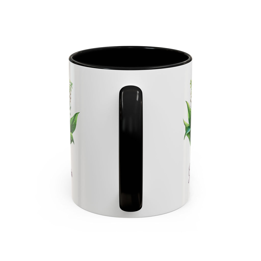Personalized May Lily of the Valley Birth Flower Accent Coffee Mug - Available in 11oz and 15oz Sizes