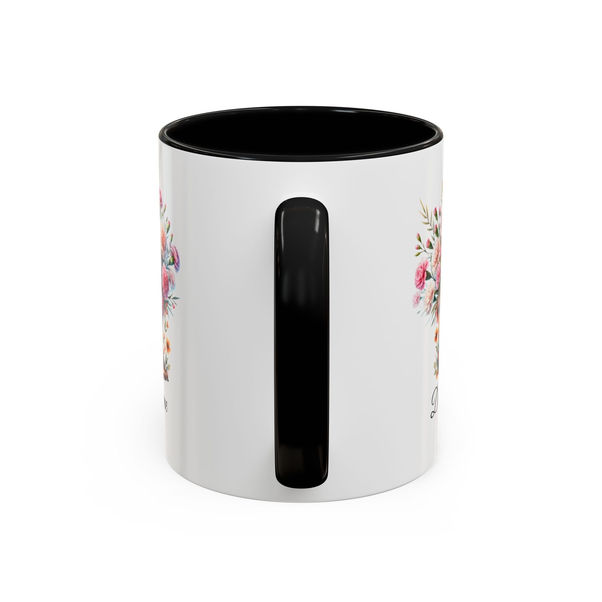Personalized January Birth Flower Accent Coffee Mug - Available in 11oz and 15oz Sizes