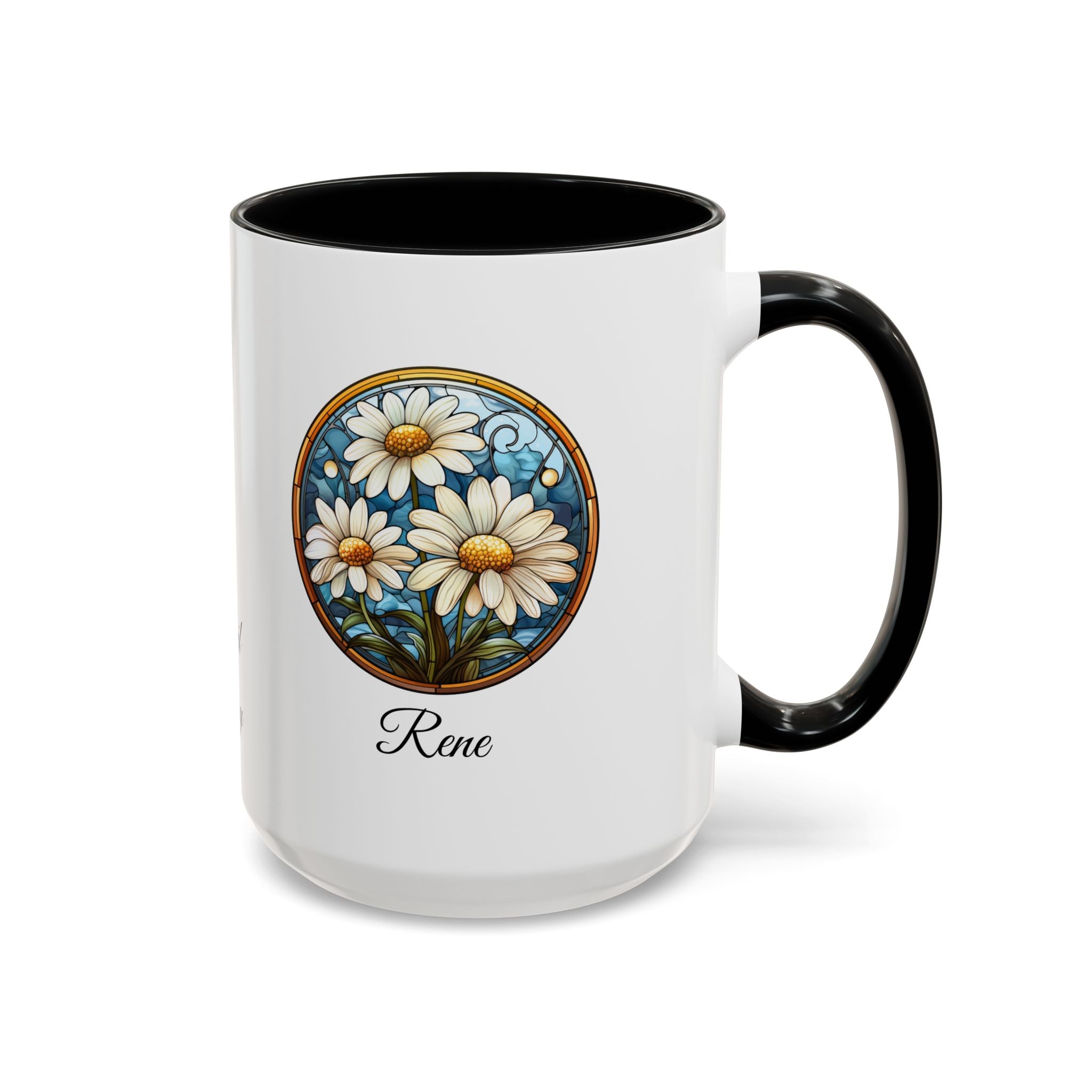 Personalized April Birth Flower Accent Coffee Mug - Available in 11oz and 15oz Sizes