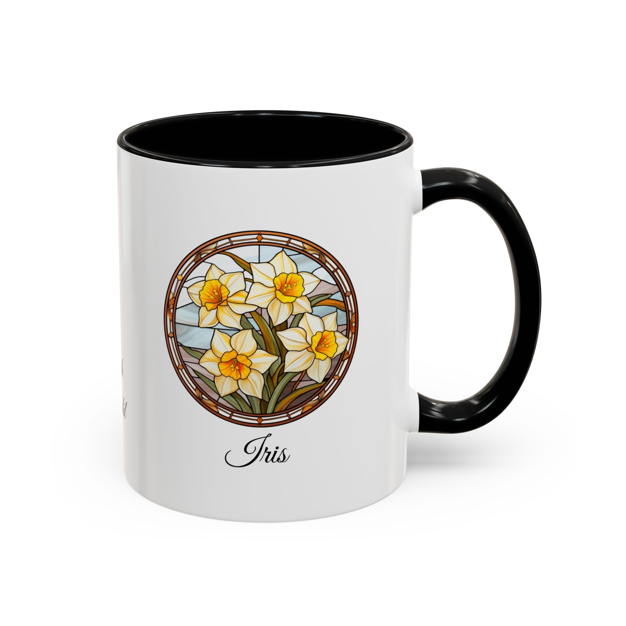 Personalized March Birth Flower Accent Coffee Mug - Available in 11oz and 15oz Sizes