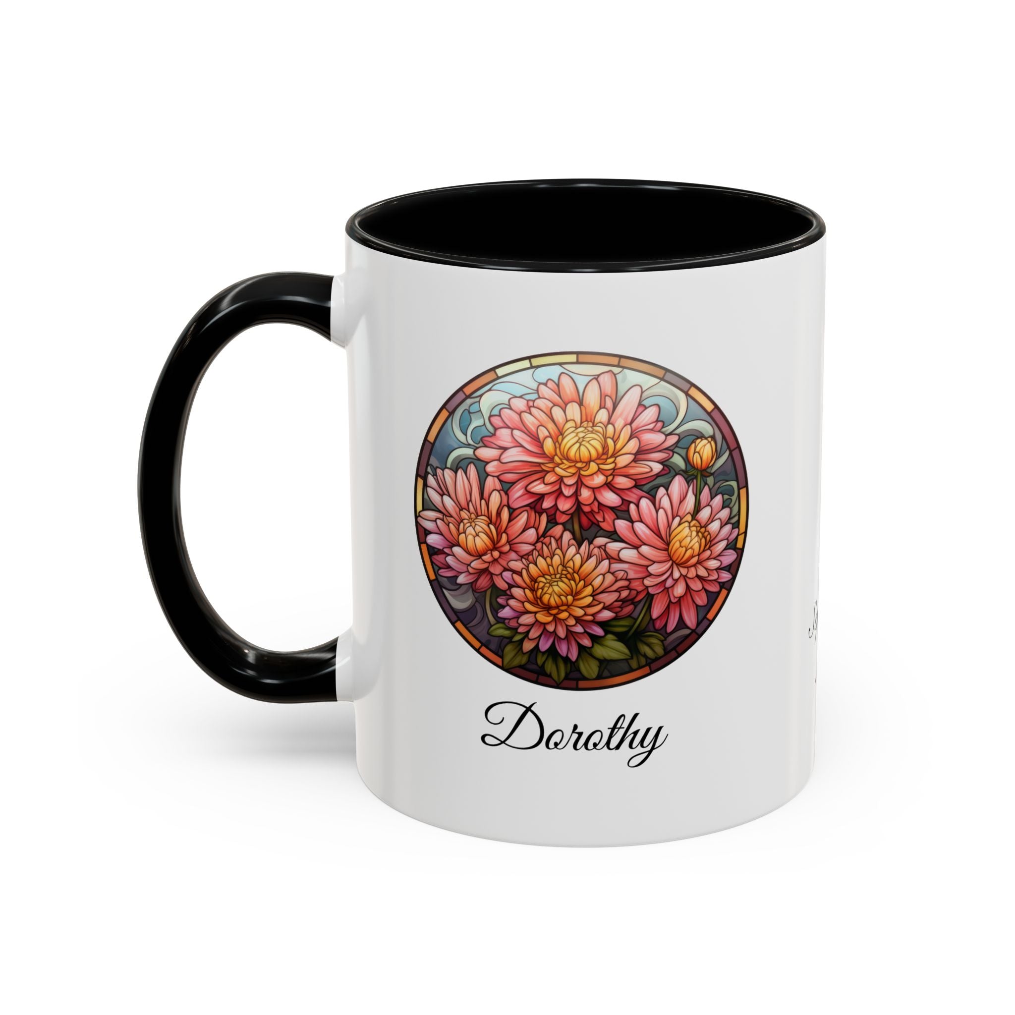 Personalized September Birth Flower Accent Coffee Mug - Available in 11oz and 15oz Sizes