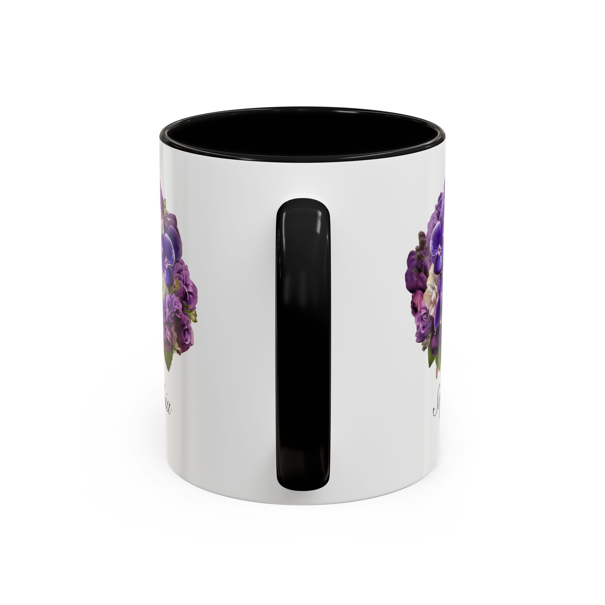 Personalized February Birth Flower Accent Coffee Mug - Available in 11oz and 15oz Sizes
