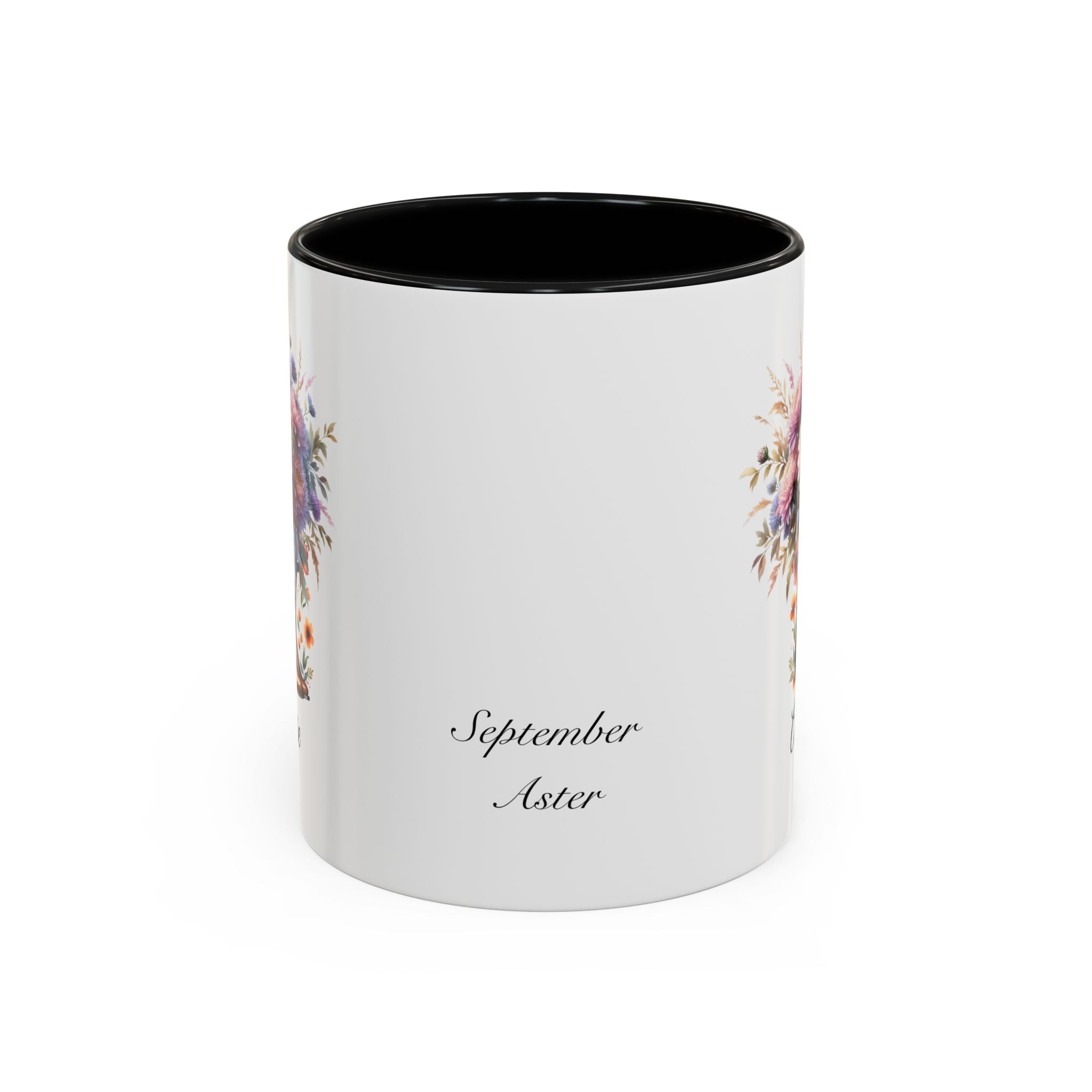 Personalized September Birth Flower Accent Coffee Mug - Available in 11oz and 15oz Sizes