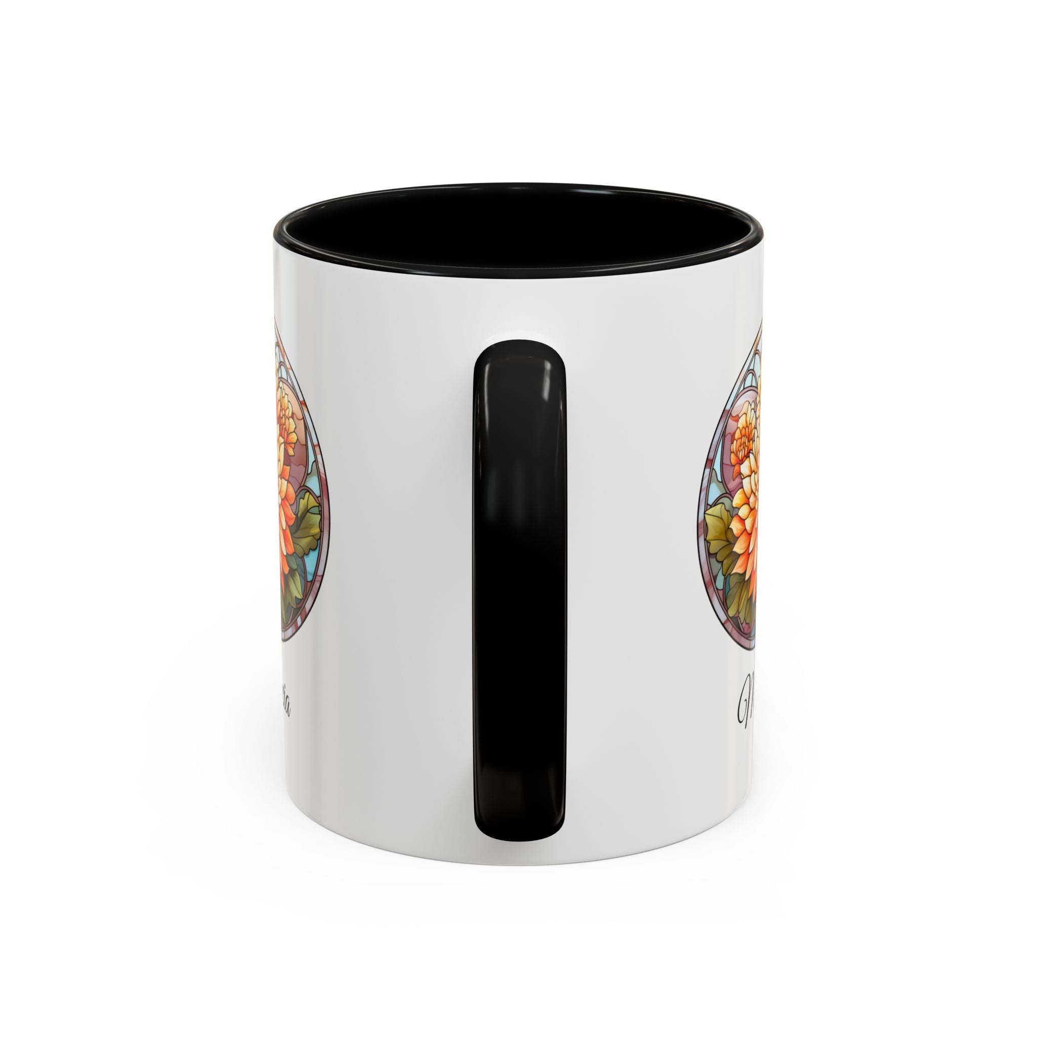 Personalized November Birth Flower Accent Coffee Mug - Available in 11oz and 15oz Sizes