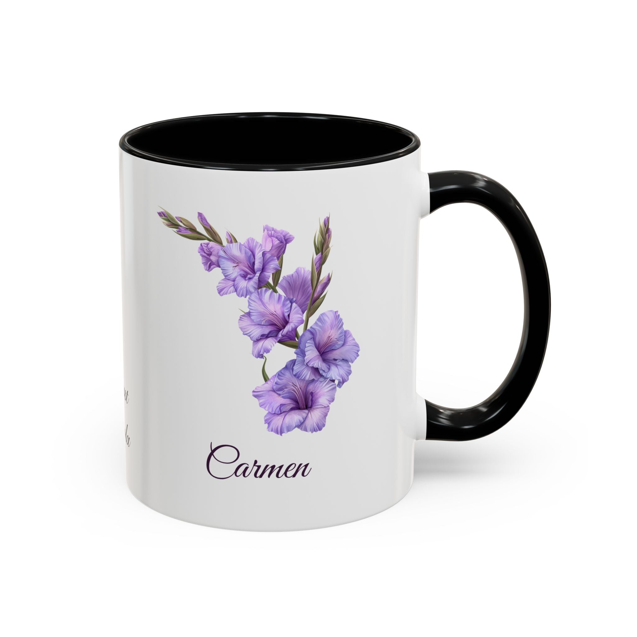 Personalized August Birth Flower Accent Coffee Mug - Available in 11oz and 15oz Sizes