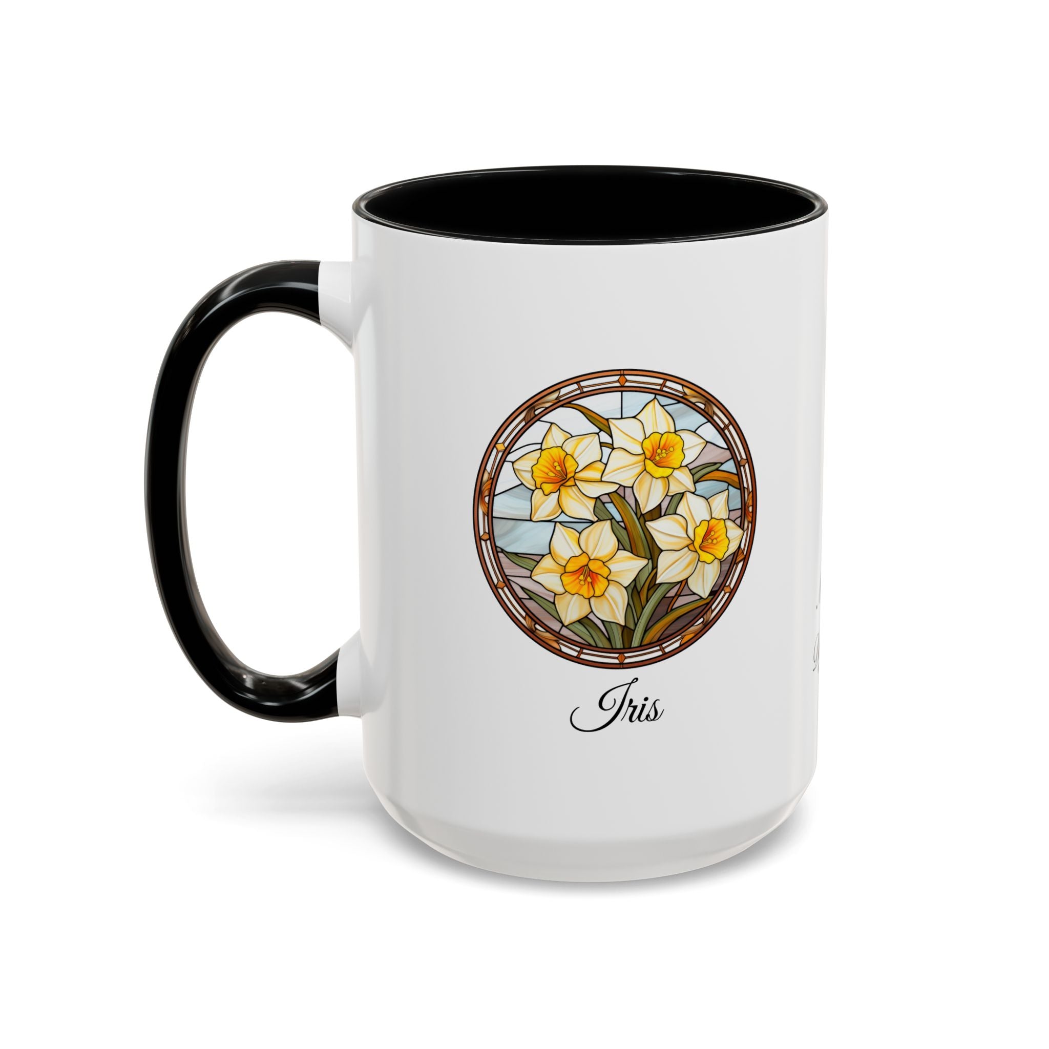 Personalized March Birth Flower Accent Coffee Mug - Available in 11oz and 15oz Sizes