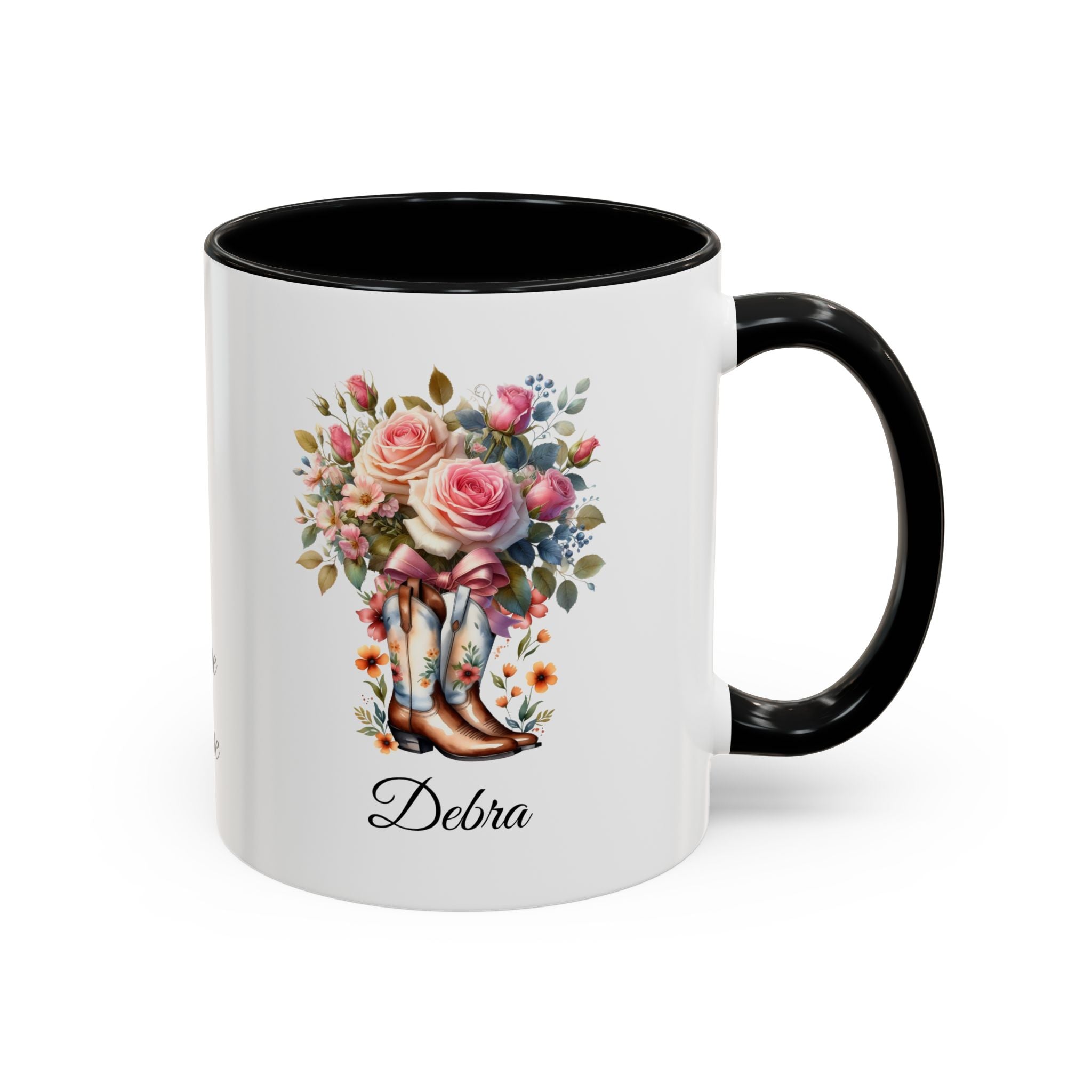 Personalized June Birth Flower Accent Coffee Mug - Available in 11oz and 15oz Sizes