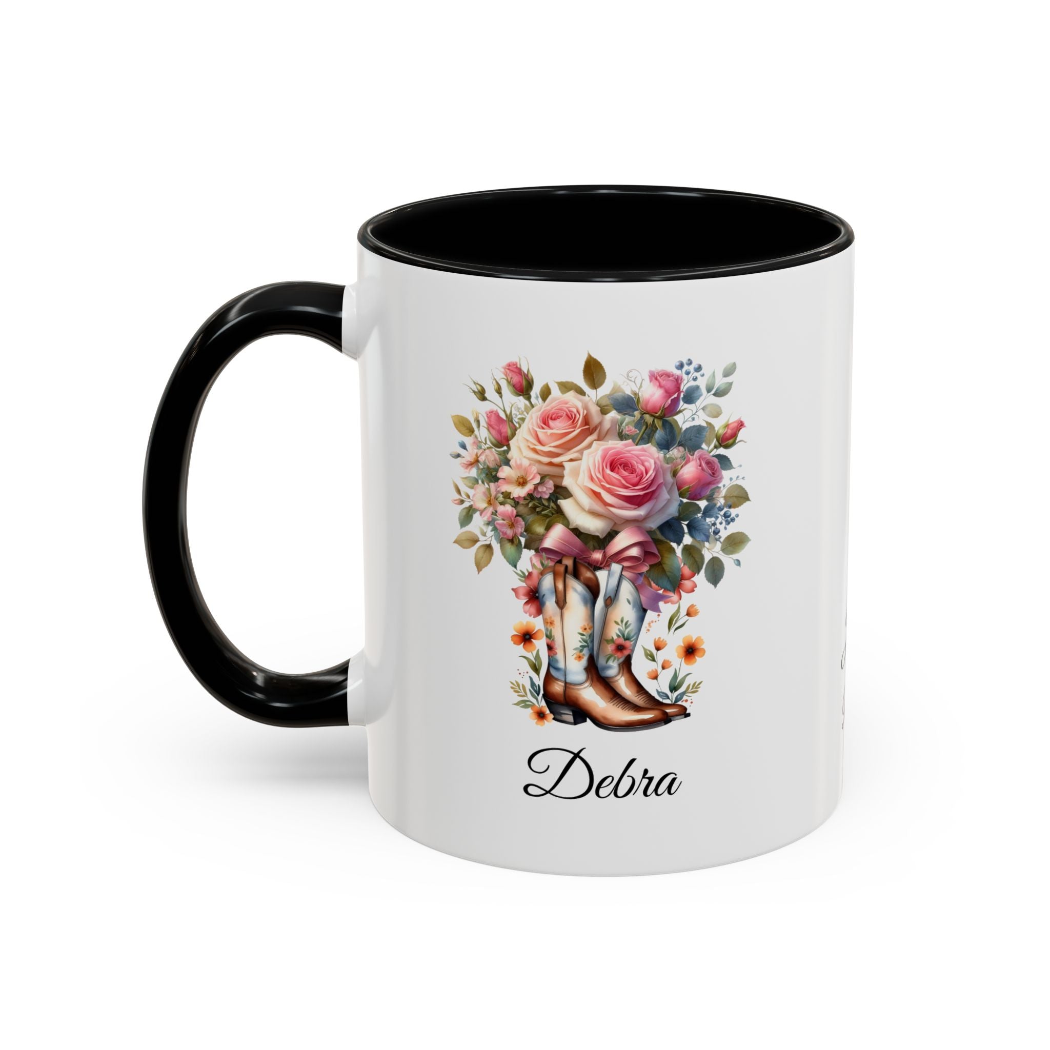 Personalized June Birth Flower Accent Coffee Mug - Available in 11oz and 15oz Sizes
