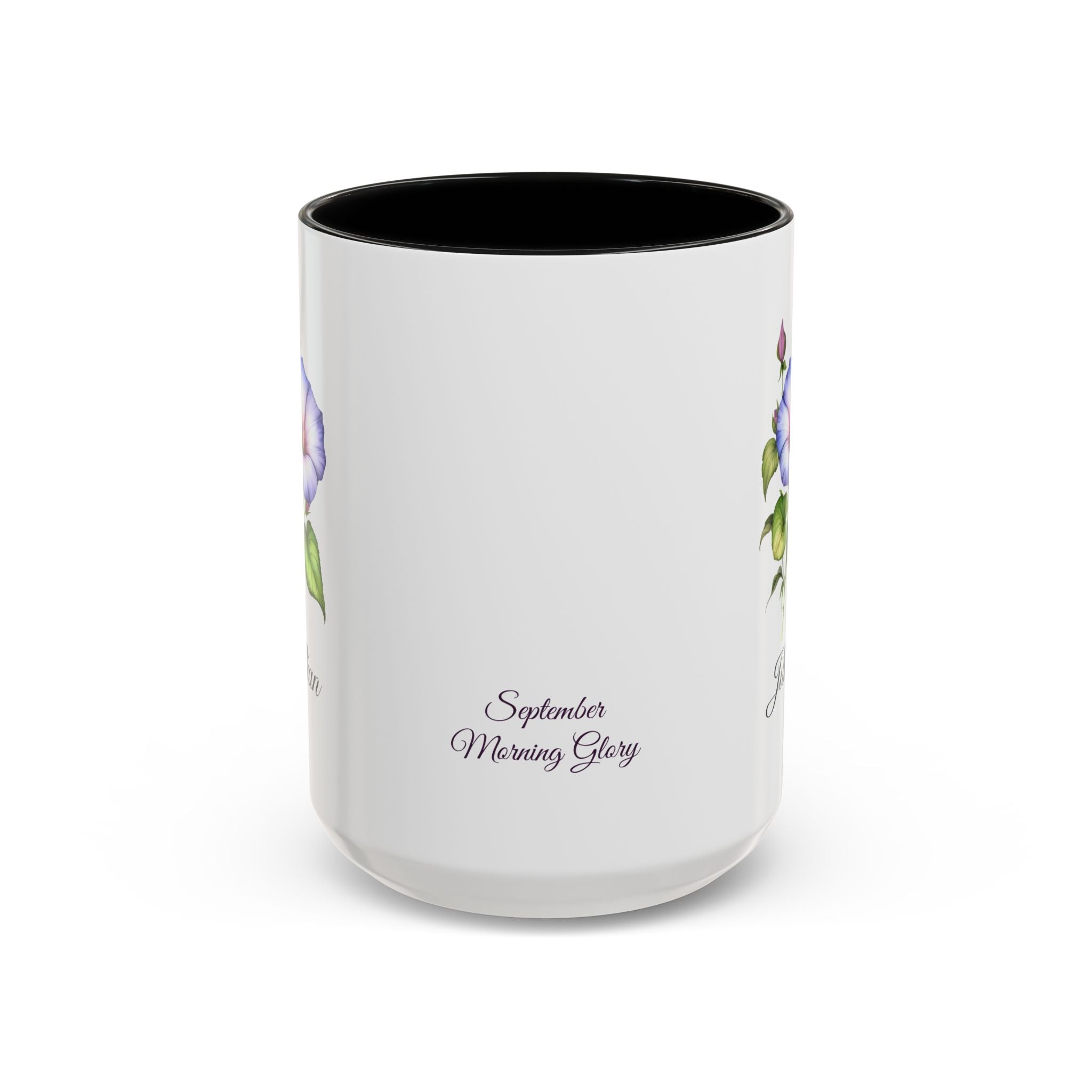 Personalized September Birth Flower Accent Coffee Mug - Available in 11oz and 15oz Sizes