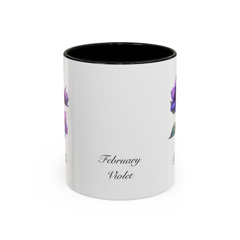 Personalized February Birth Flower Accent Coffee Mug - Available in 11oz and 15oz Sizes