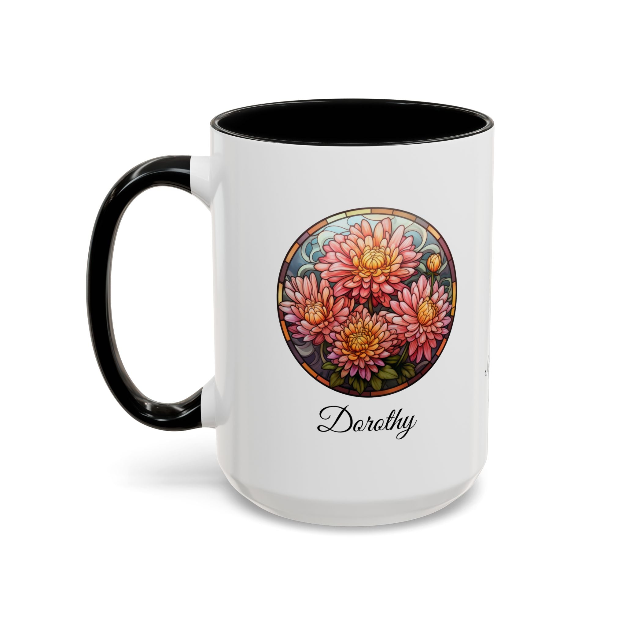 Personalized September Birth Flower Accent Coffee Mug - Available in 11oz and 15oz Sizes