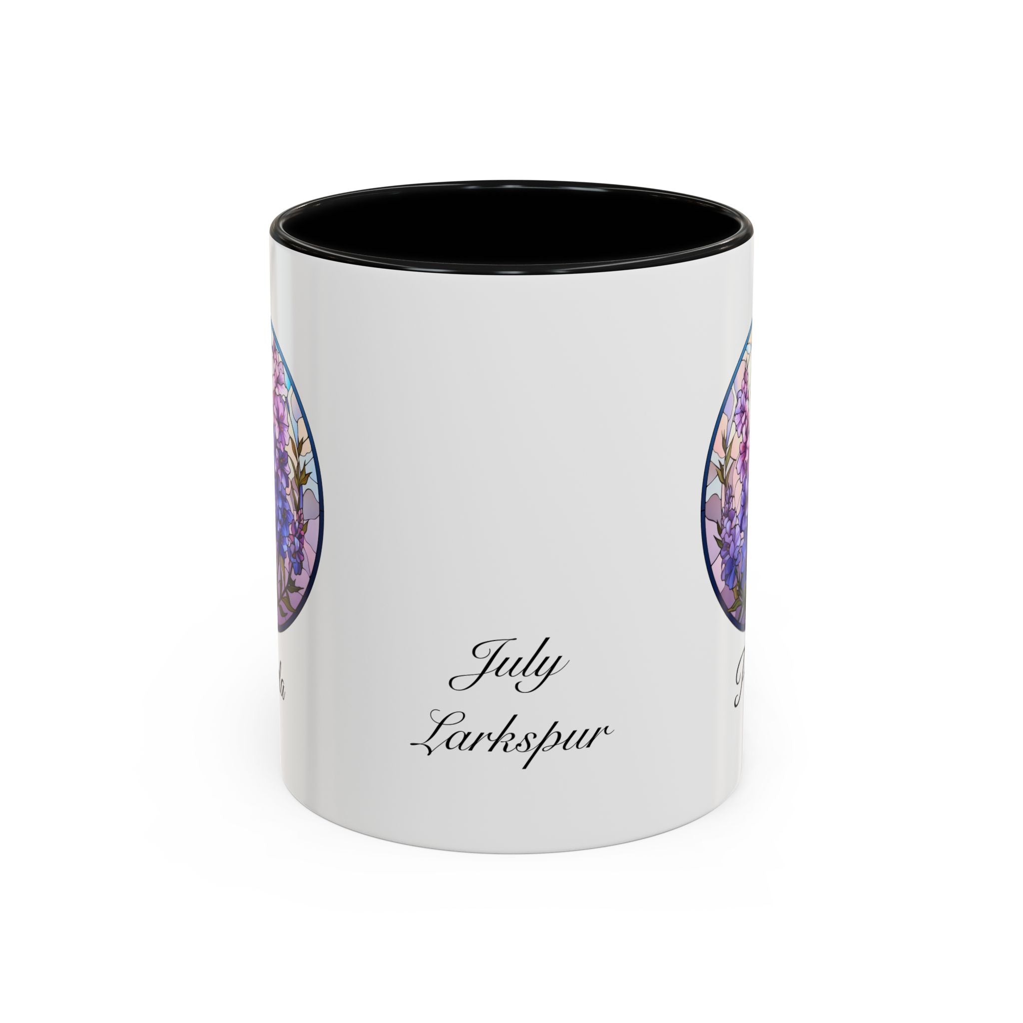 Personalized July Birth Flower Accent Coffee Mug - Available in 11oz and 15oz Sizes