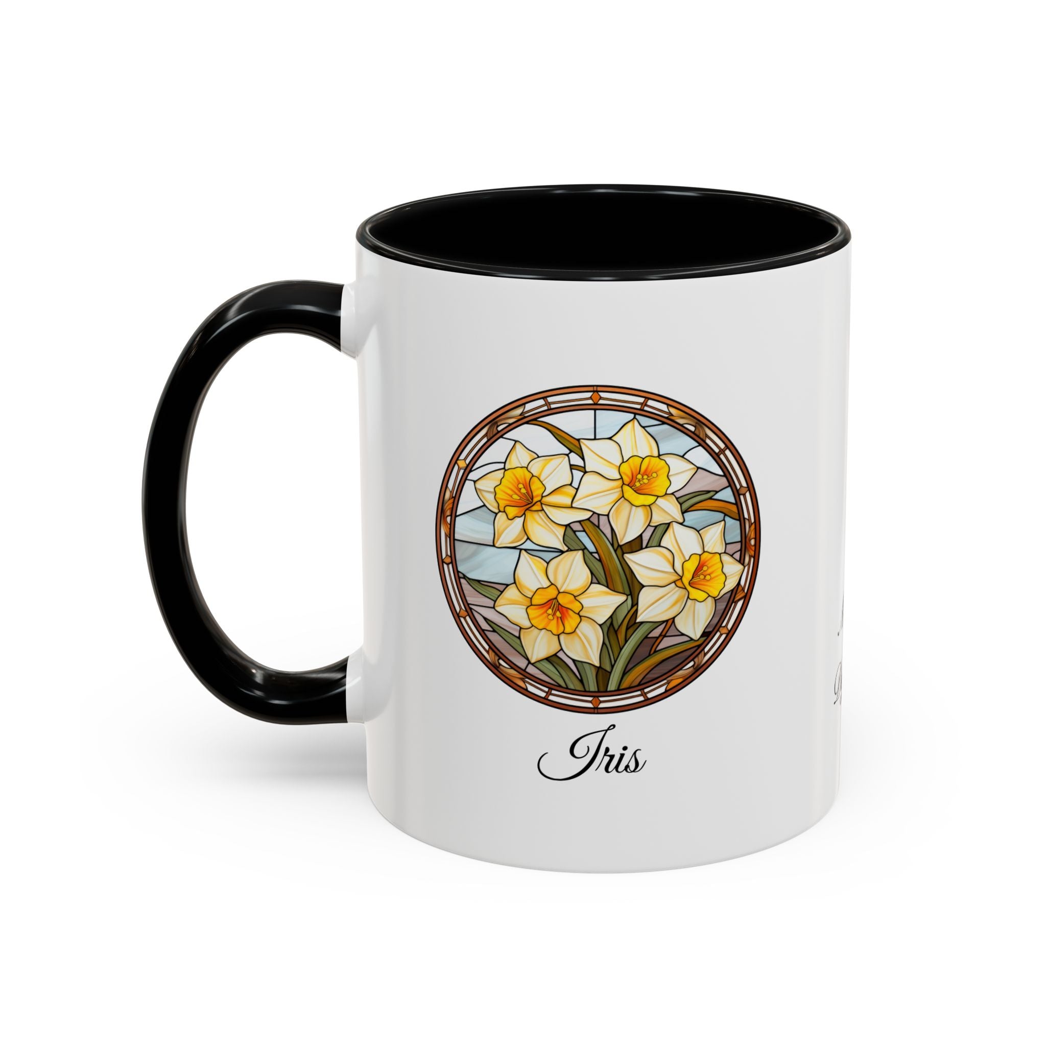 Personalized March Birth Flower Accent Coffee Mug - Available in 11oz and 15oz Sizes