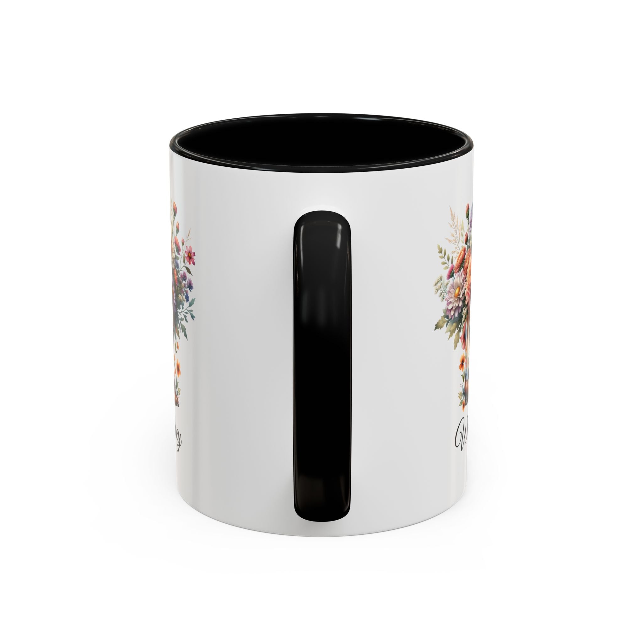 Personalized November Birth Flower Accent Coffee Mug - Available in 11oz and 15oz Sizes