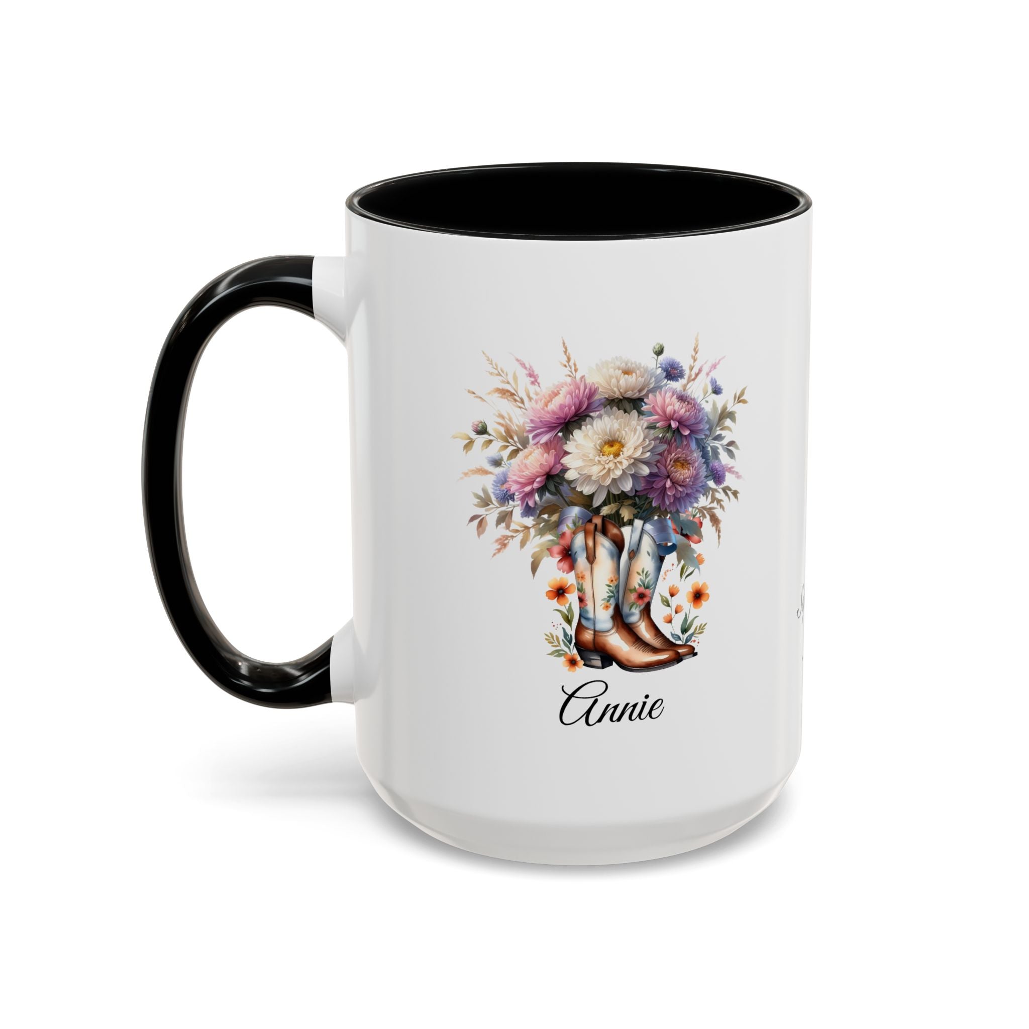Personalized September Birth Flower Accent Coffee Mug - Available in 11oz and 15oz Sizes