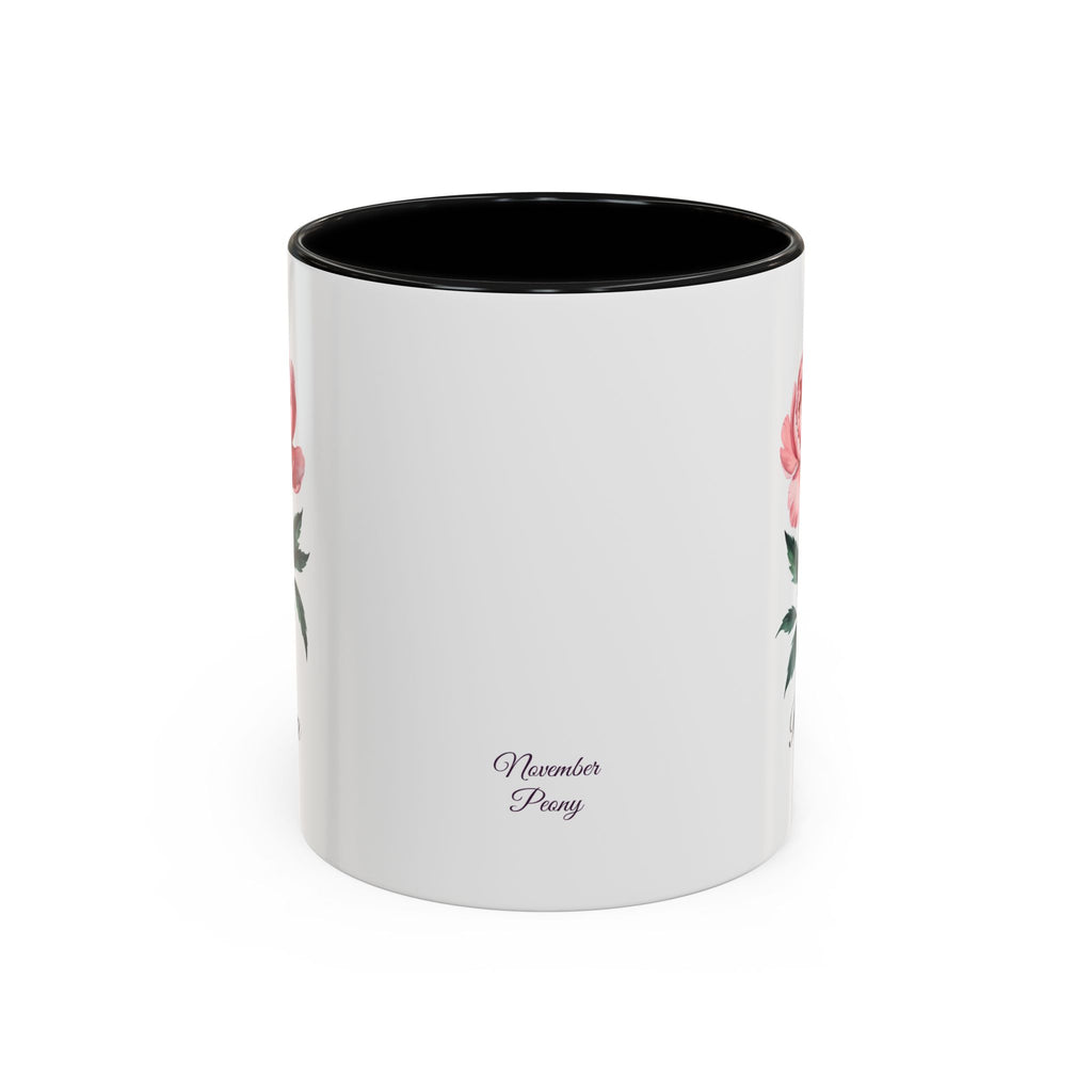 Personalized November Birth Flower Accent Coffee Mug - Available in 11oz and 15oz Sizes